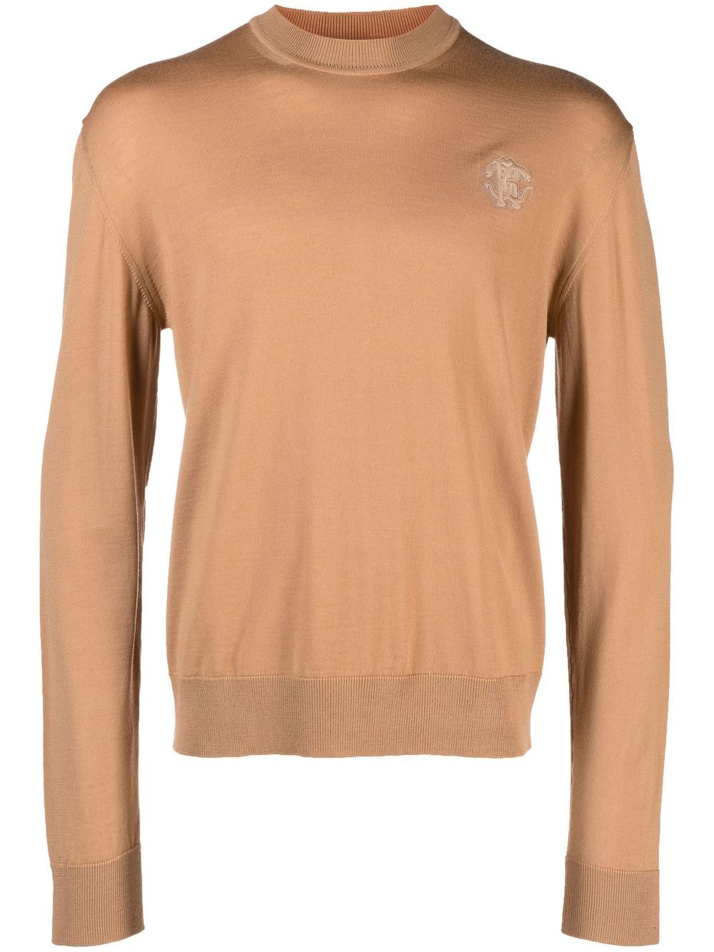 Roberto Cavalli monogram-embroidered crew-neck jumper - Neutrals von Roberto Cavalli