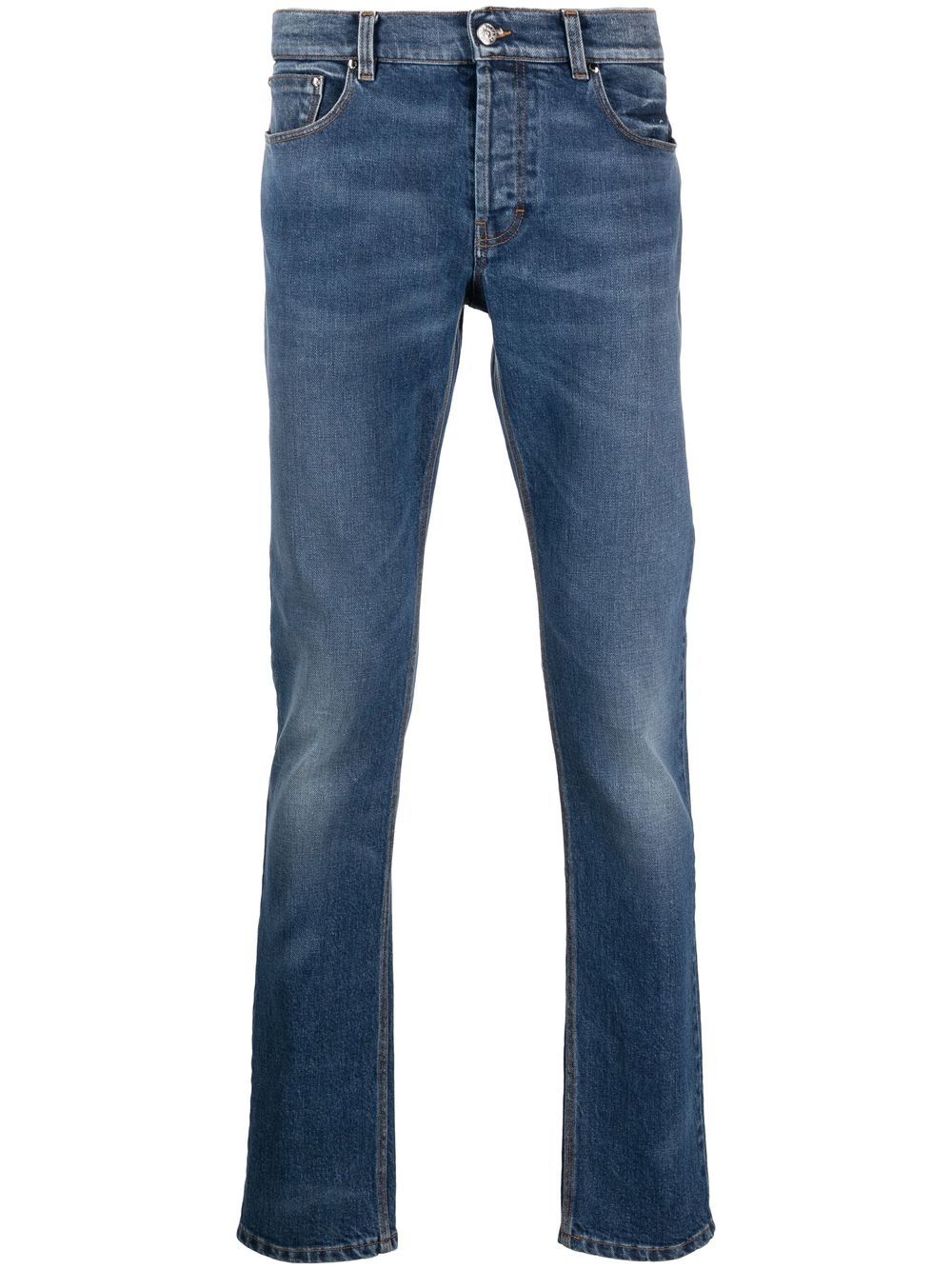 Roberto Cavalli monogram-embroidered skinny jeans - Blue von Roberto Cavalli