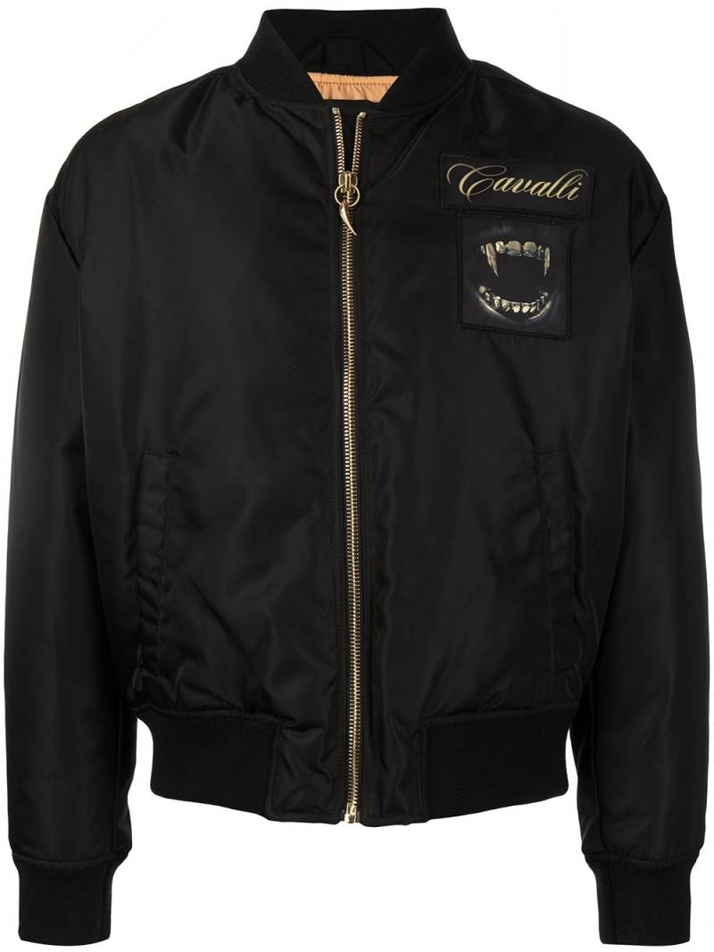 Roberto Cavalli patch-detail bomber jacket - Black von Roberto Cavalli