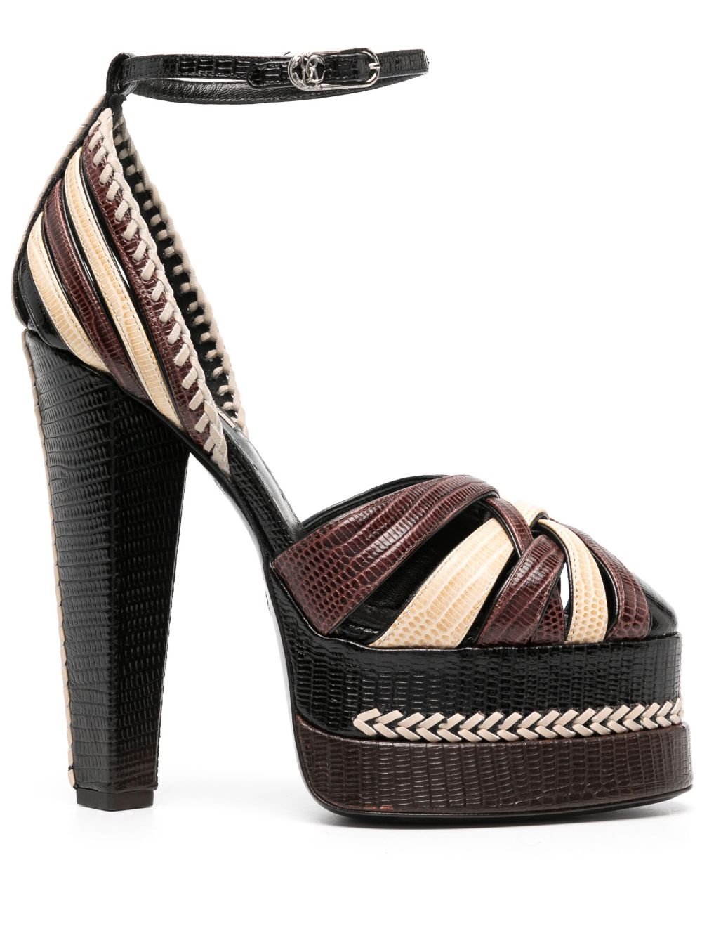 Roberto Cavalli snakeskin-effect braided platform sandals - Black von Roberto Cavalli