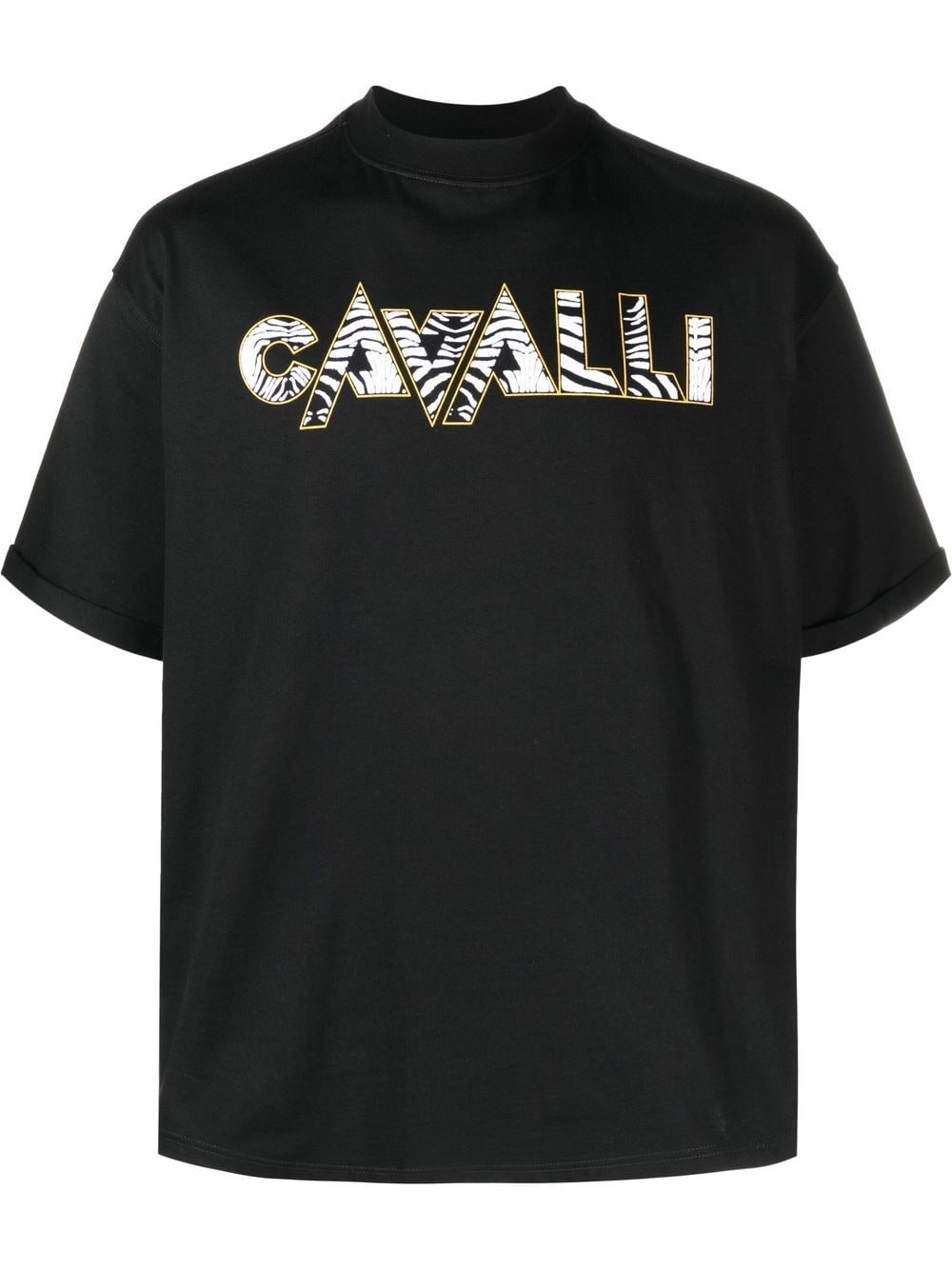 Roberto Cavalli zebra-print logo T-shirt - Black von Roberto Cavalli