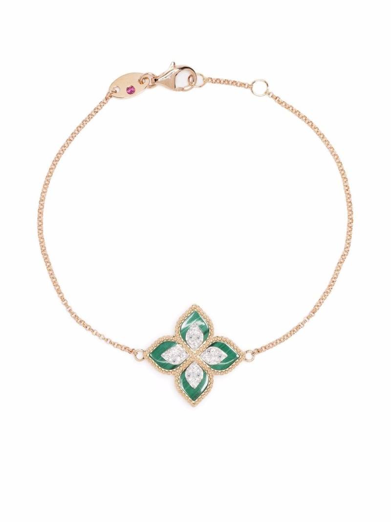 Roberto Coin 18kt rose gold Princess Flower malachite and diamond bracelet - Pink von Roberto Coin