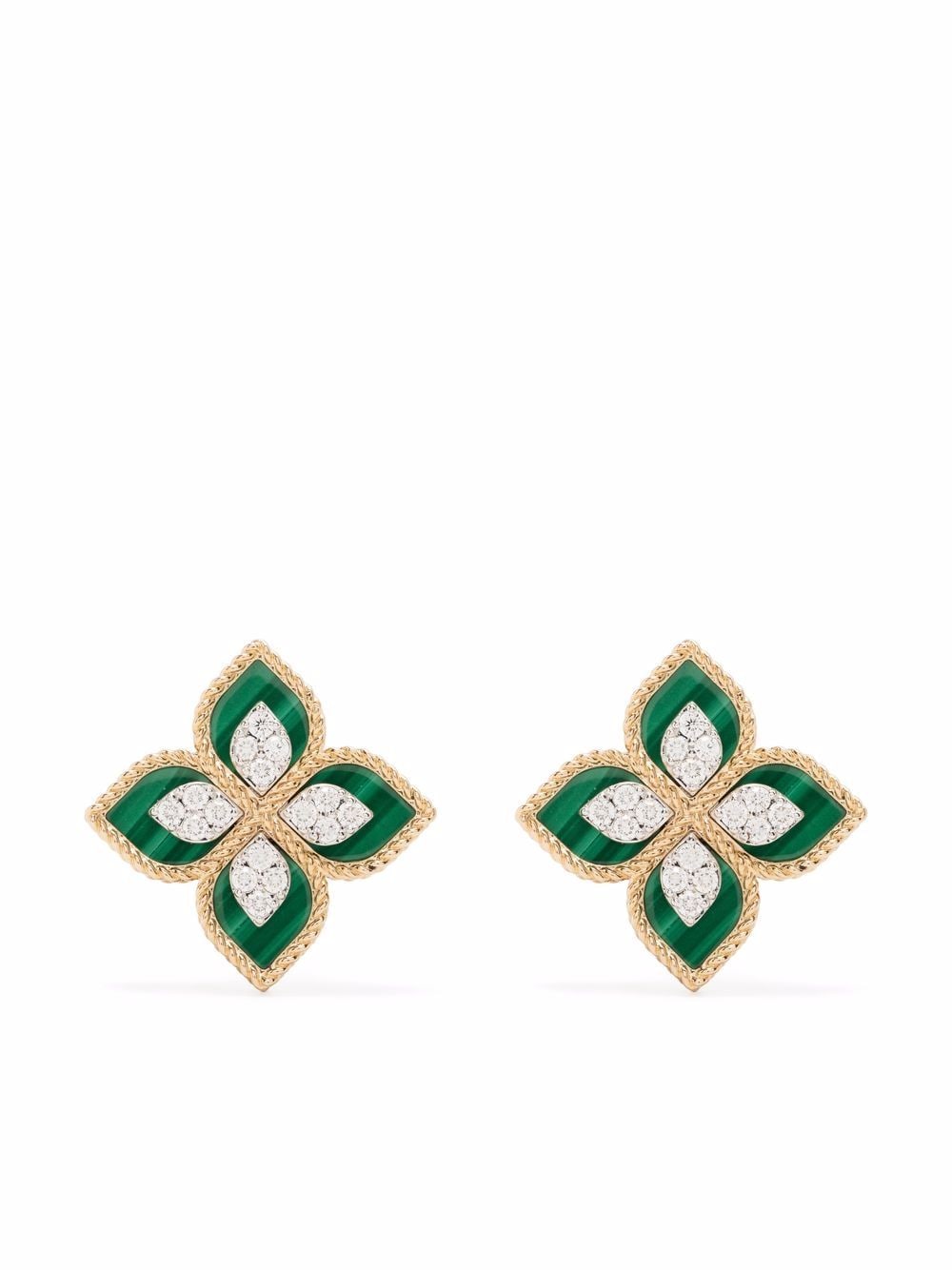 Roberto Coin 18kt rose gold Princess Flower malachite and diamond stud earrings - Pink von Roberto Coin