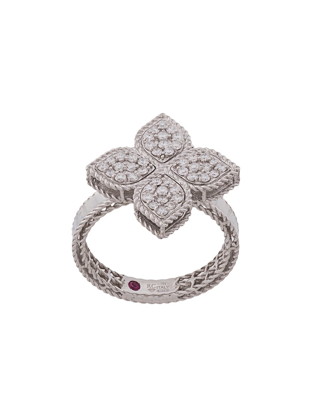 Roberto Coin 18kt white gold Princess Flower diamond and ruby ring - Silver von Roberto Coin