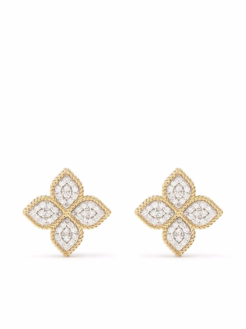 Roberto Coin 18kt yellow and white gold Princess Flower diamond stud earrings von Roberto Coin