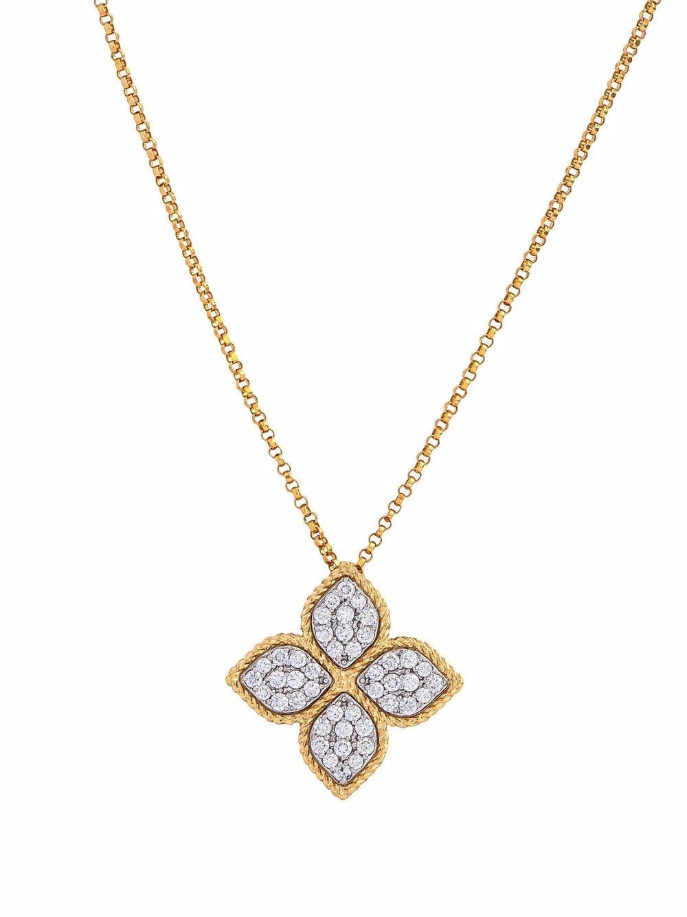 Roberto Coin large 18kt yellow gold Princess Flower diamond pendant necklace von Roberto Coin