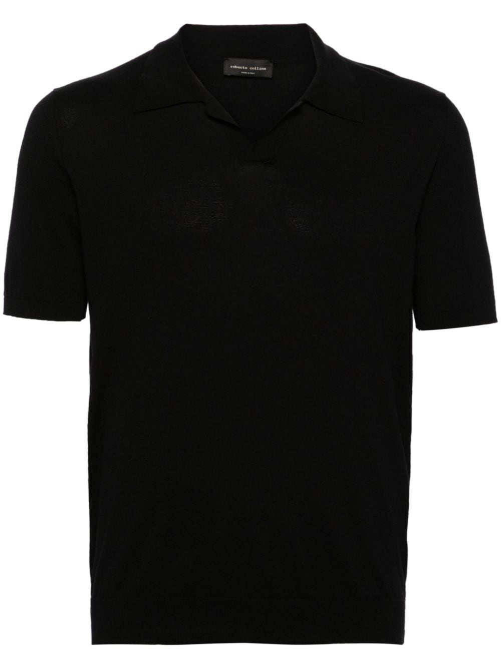 Roberto Collina V-neck knitted polo shirt - Black von Roberto Collina