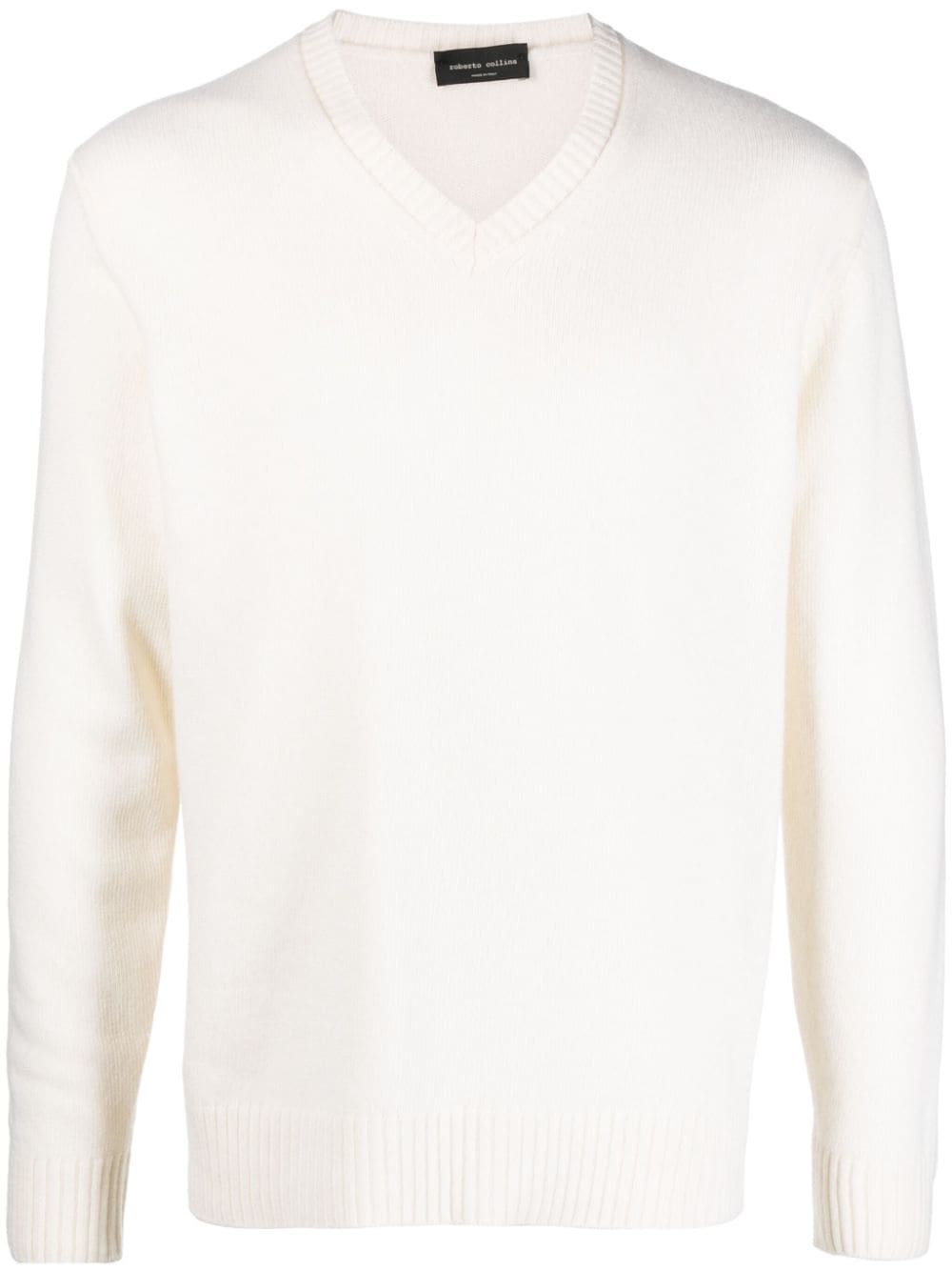 Roberto Collina V-neck merino wool jumper - White von Roberto Collina