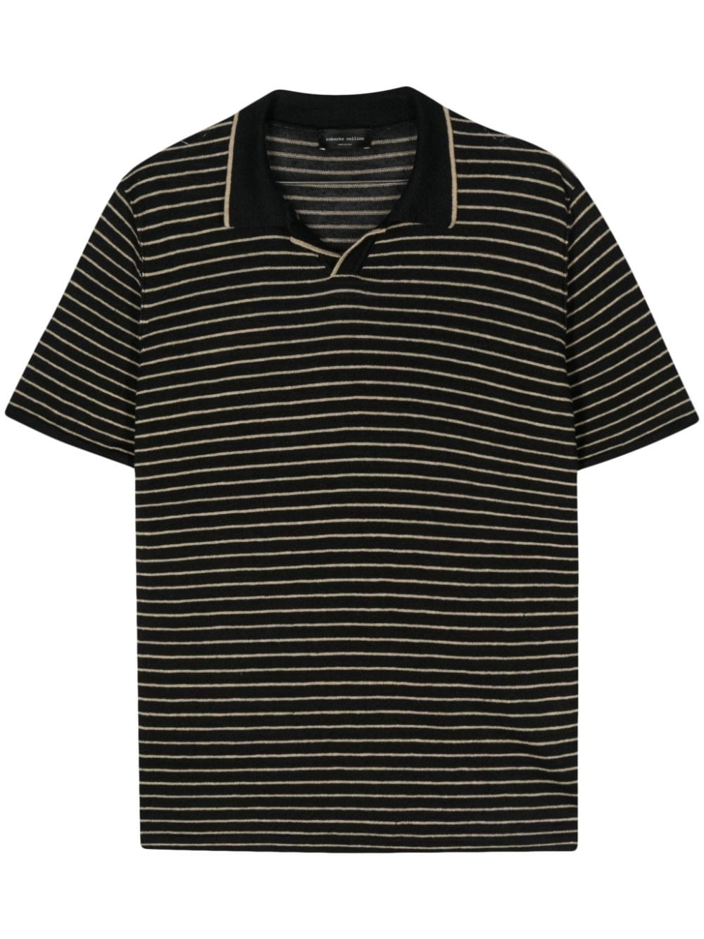 Roberto Collina striped knitted polo shirt - Black von Roberto Collina