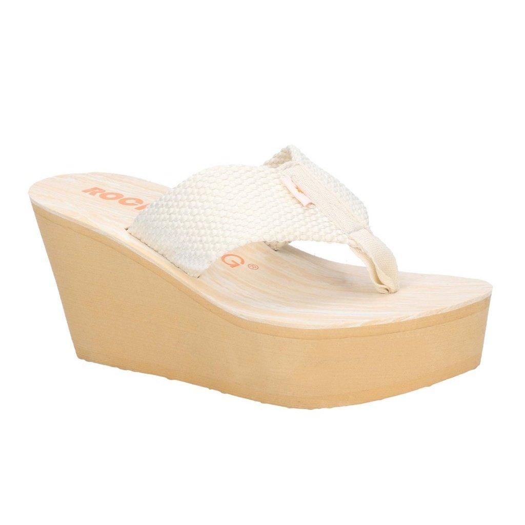 Diver Gewebe Slip On Pantoletten Mit Keilabsatz Damen Creme 39 von Rocket Dog