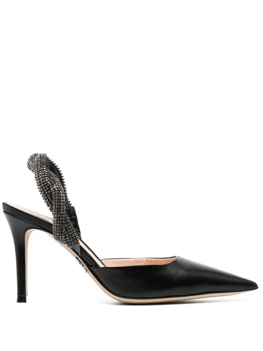 Rodo 95mm crystal-embellished leather pumps - Black von Rodo