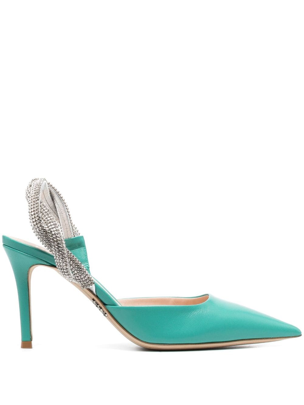 Rodo 95mm crystal-embellished leather pumps - Green von Rodo