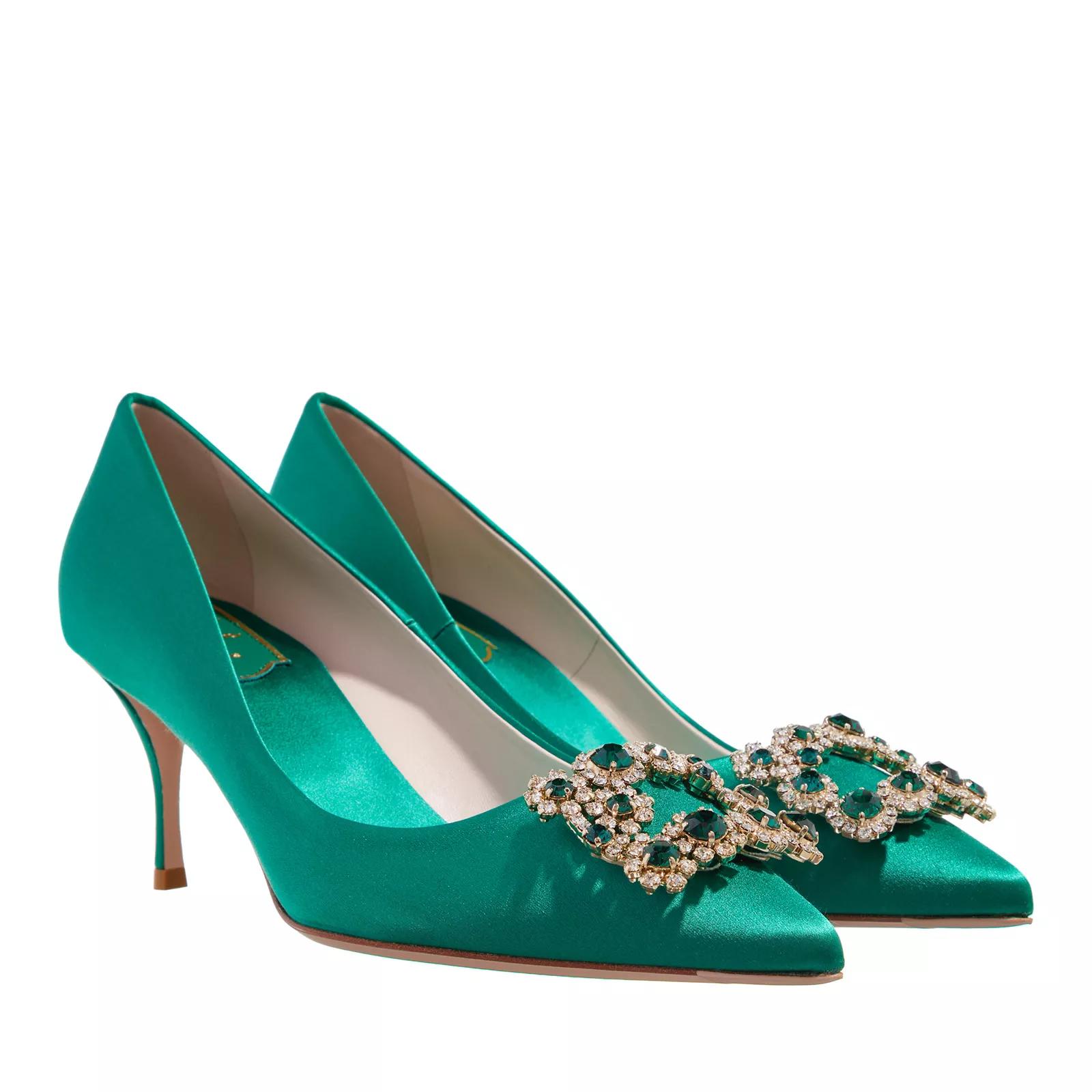 Roger Vivier Pumps & High Heels - Pumps With Flower Buckle Satin - Gr. 37 (EU) - in Grün - für Damen von Roger Vivier