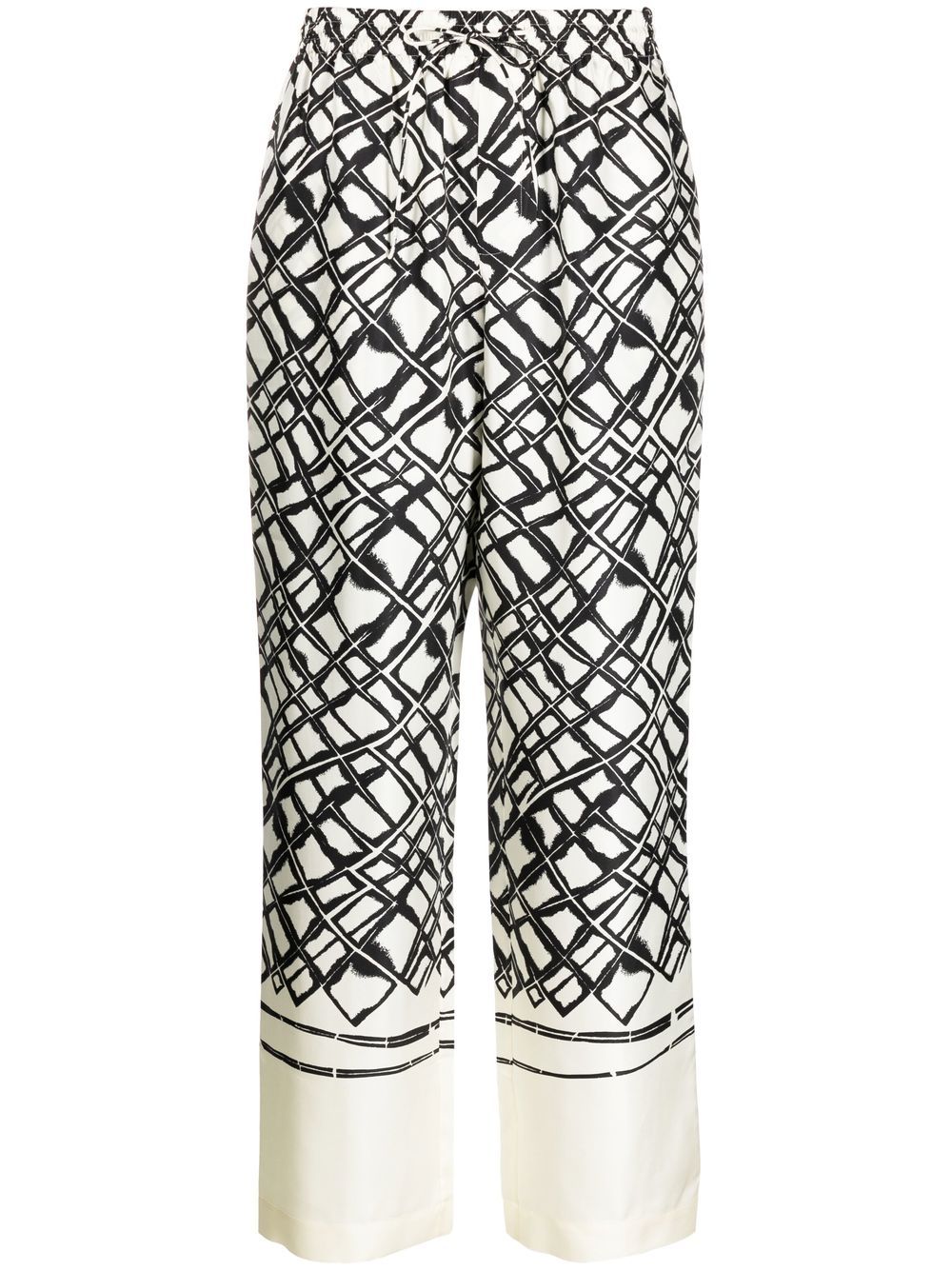 Róhe diamond-print silk wide trousers - Black von Róhe