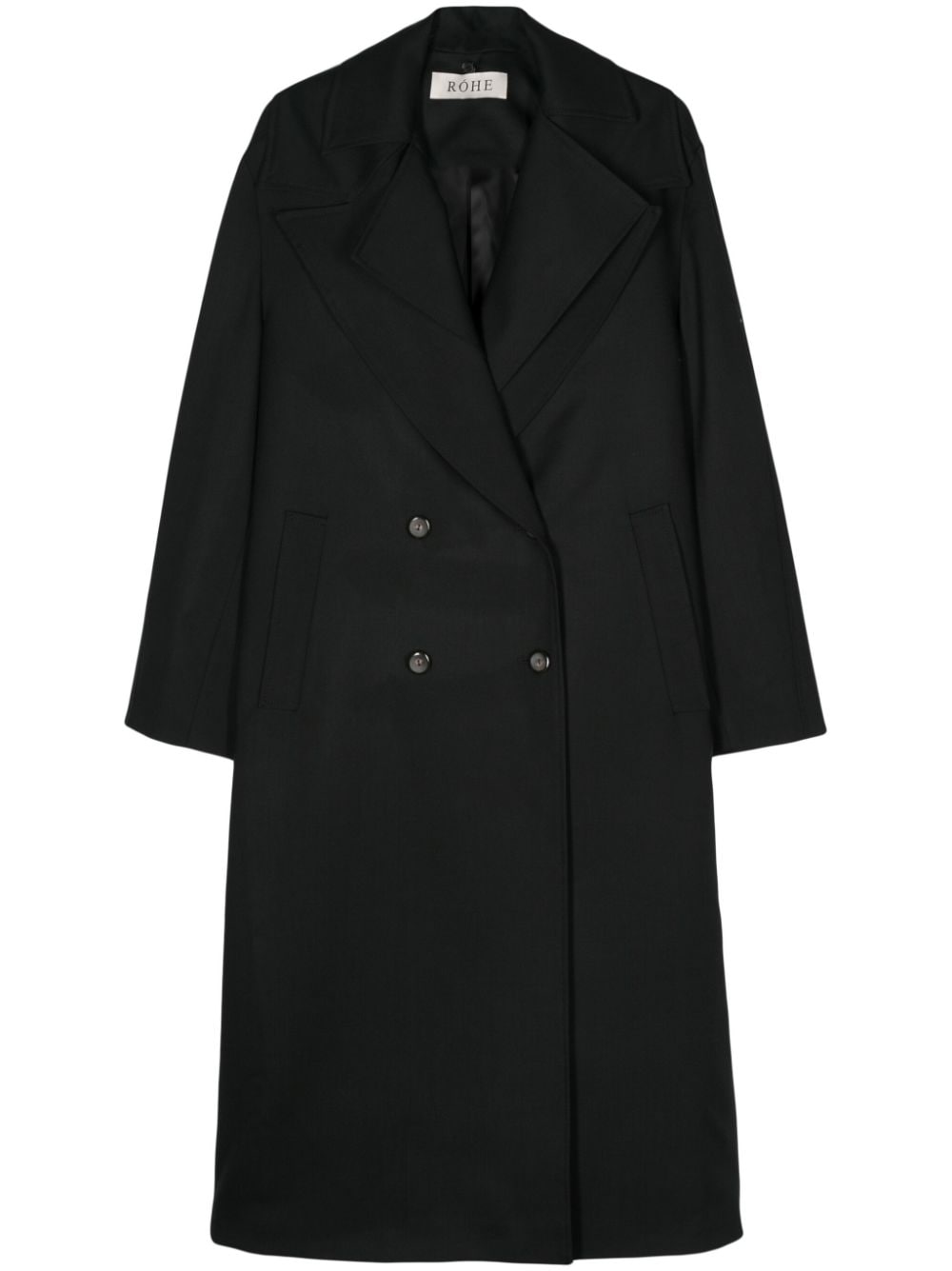 Róhe double-breasted wool midi coat - Black von Róhe