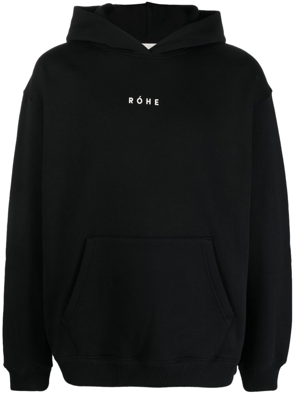 Róhe logo-print long-sleeved hoodie - Black von Róhe