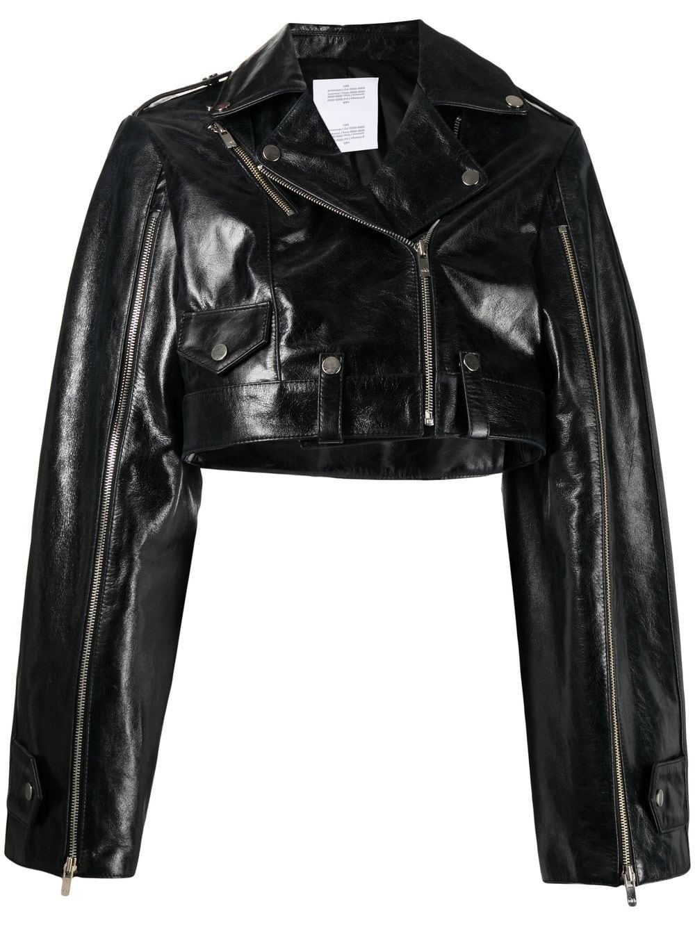 Rokh cropped leather biker jacket - Black von Rokh