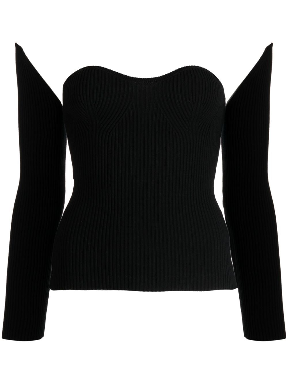 Rokh detachable-sleeve ribbed-knit top - Black von Rokh