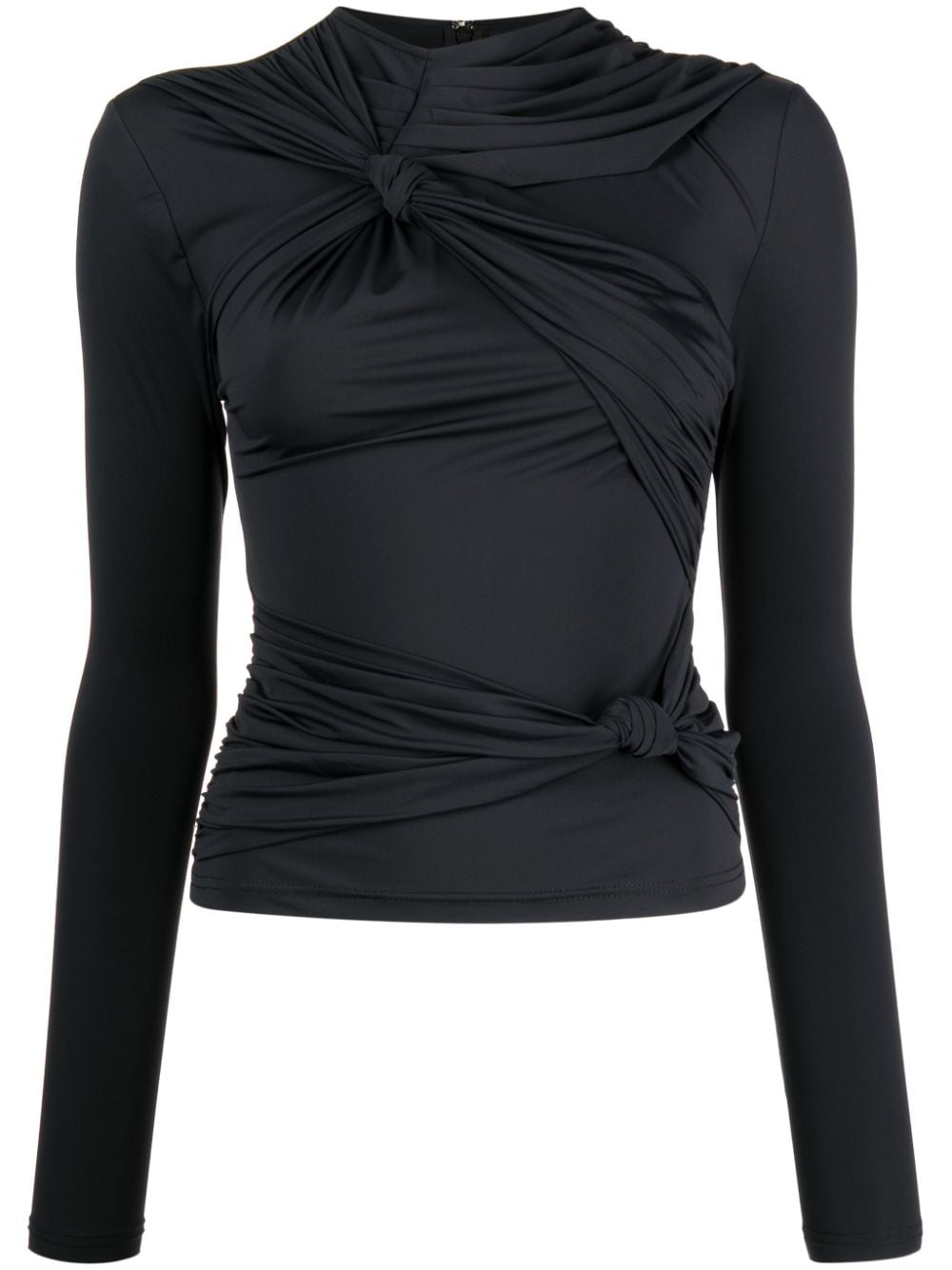 Rokh knot-detail long-sleeved top - Black von Rokh