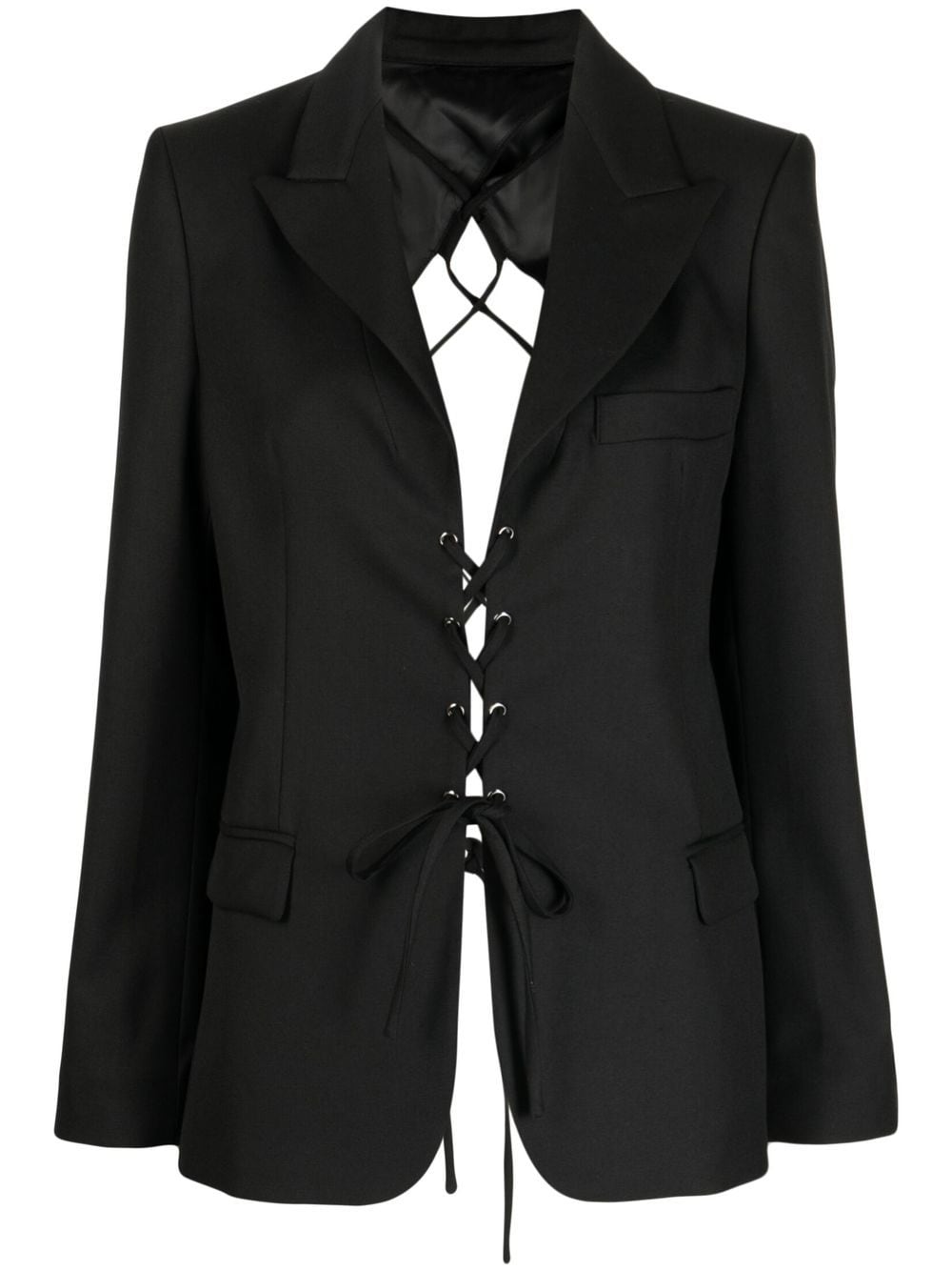 Rokh laced open back tailored blazer - Black von Rokh