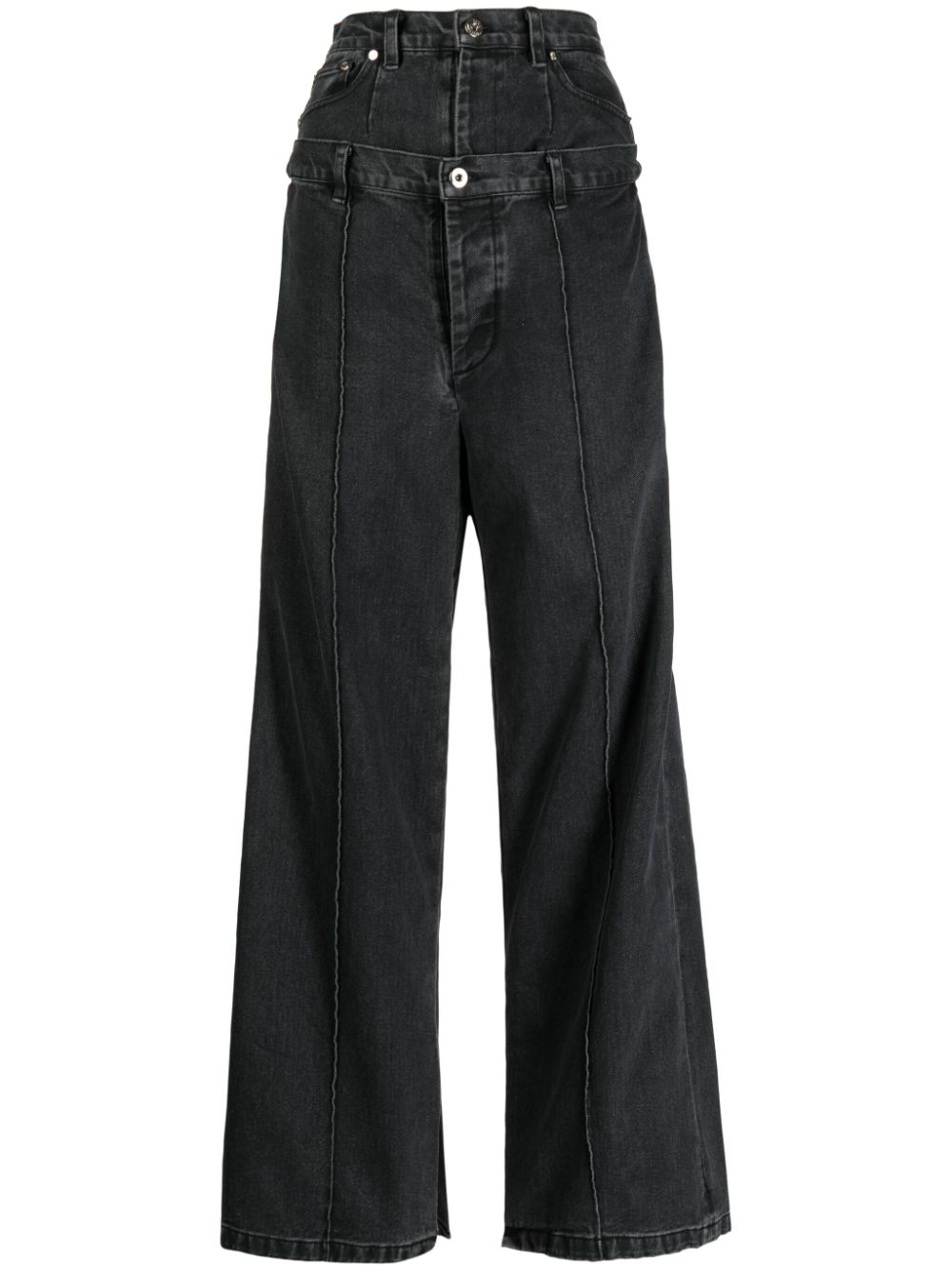 Rokh layered-effect wide-leg jeans - Black von Rokh