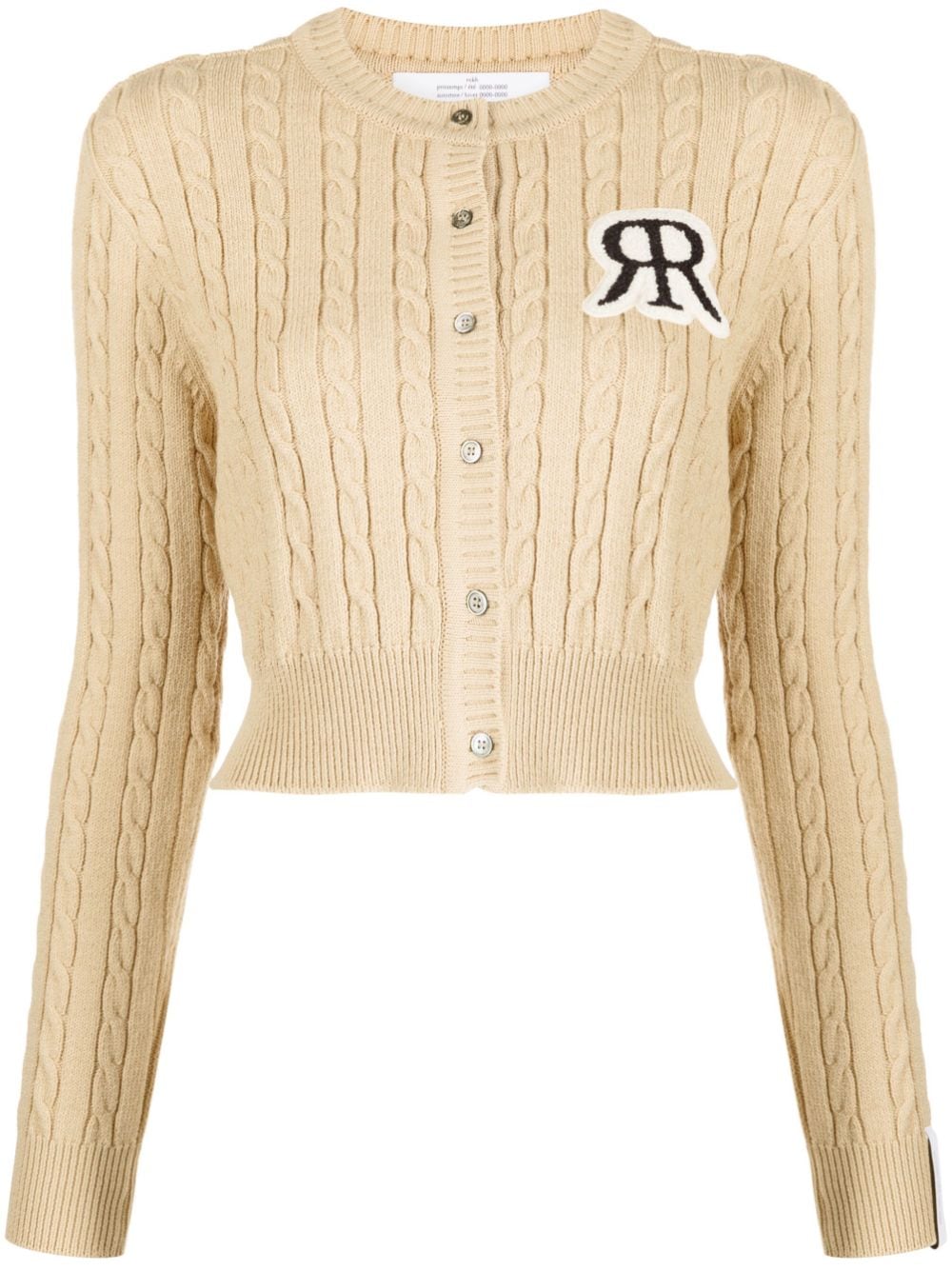 Rokh logo-patch cable-knit cardigan - Neutrals von Rokh