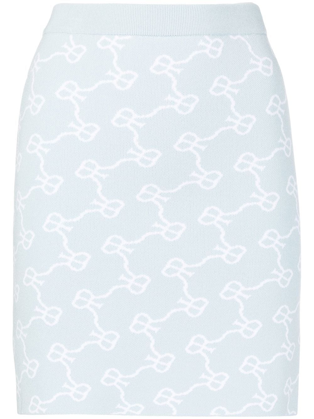 Rokh monogram-pattern knitted skirt - Blue von Rokh