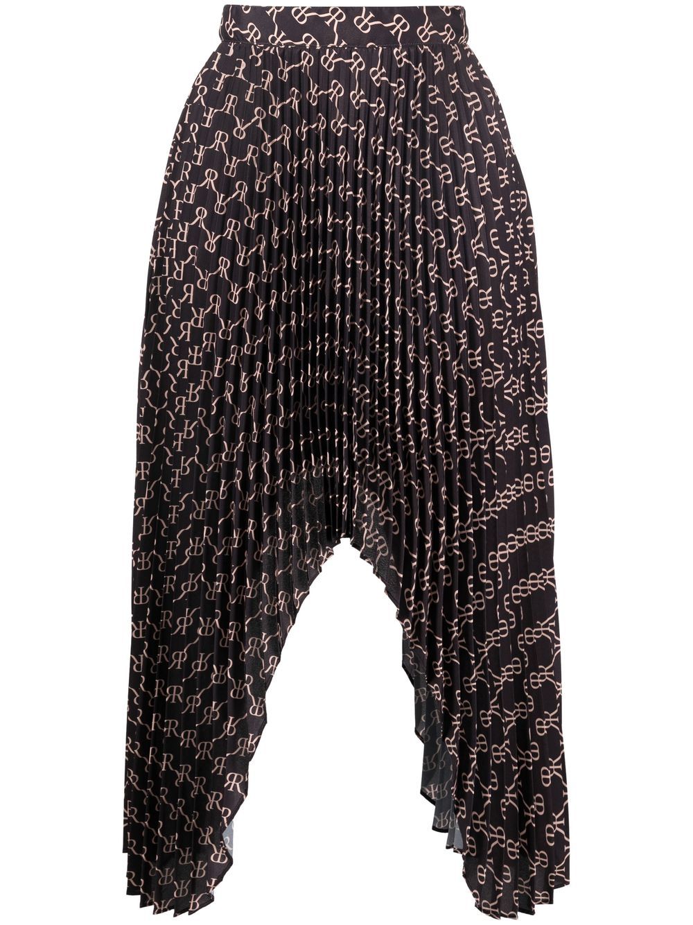 Rokh monogram-print asymmetric skirt - Brown von Rokh