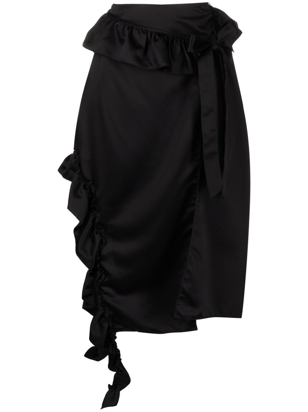 Rokh ruffle-trim midi skirt - Black von Rokh