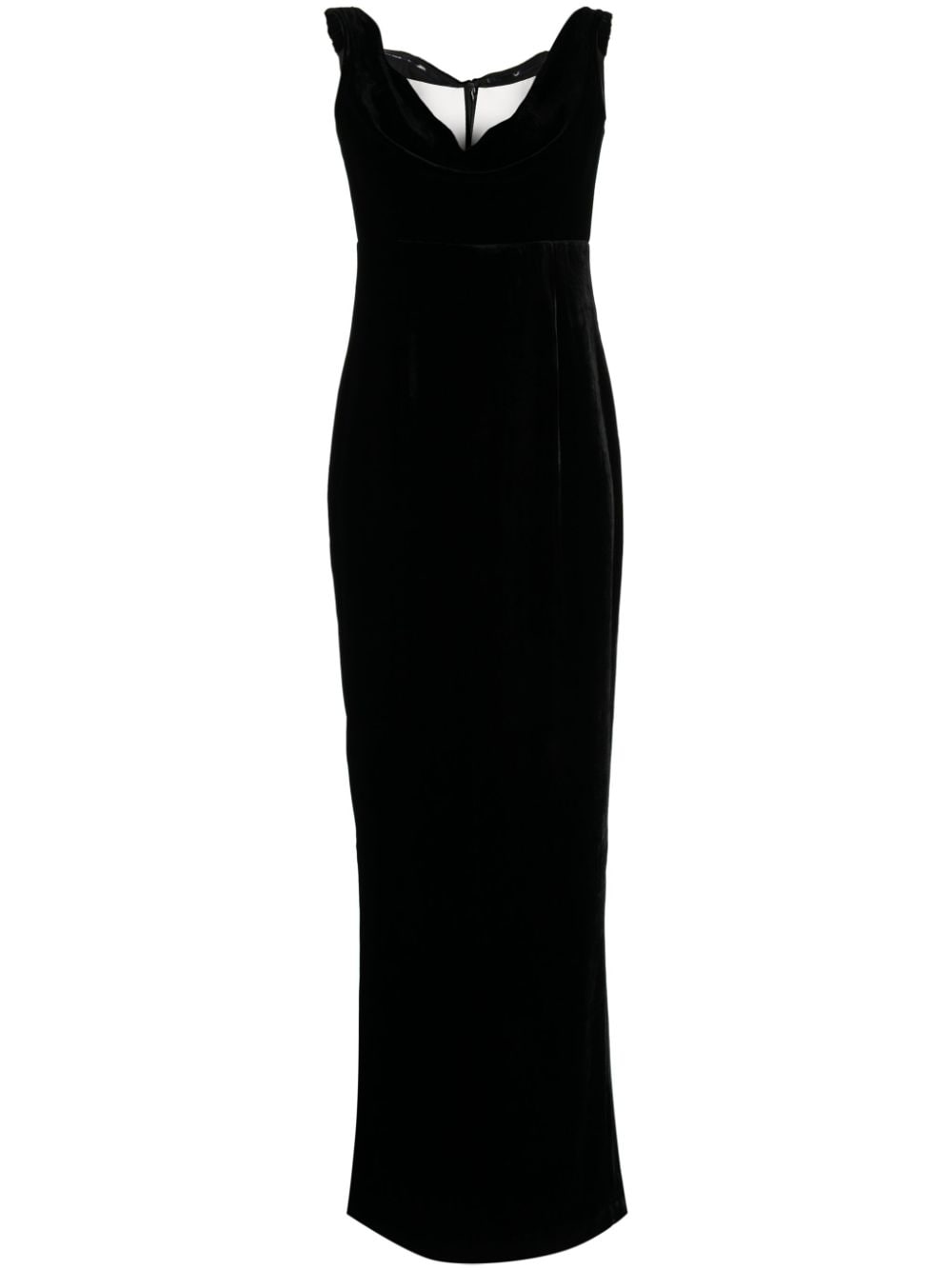 Roland Mouret cowl-neck velvet-effect midi dress - Black von Roland Mouret