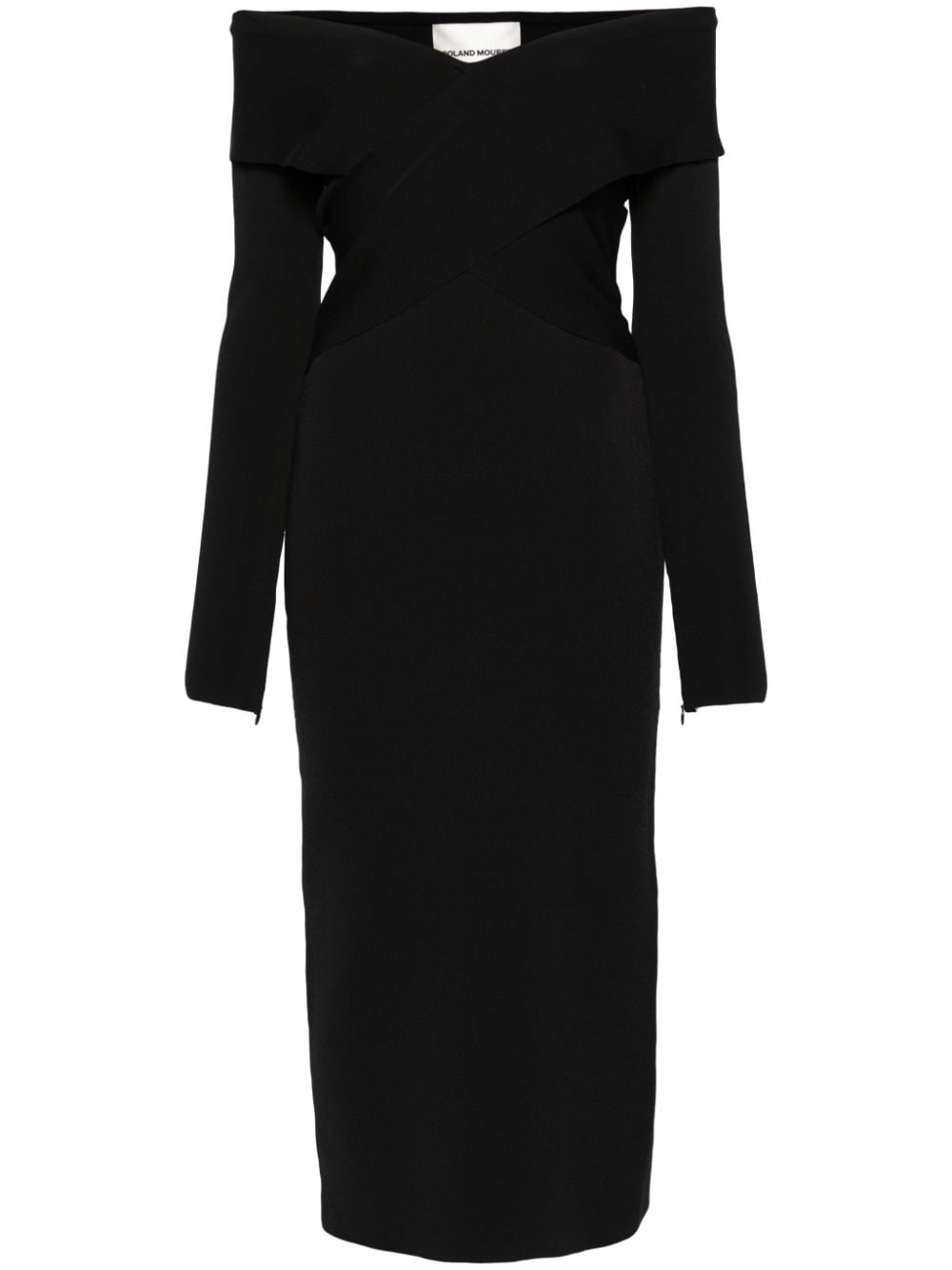 Roland Mouret criss-cross long-sleeve midi dress - Black von Roland Mouret