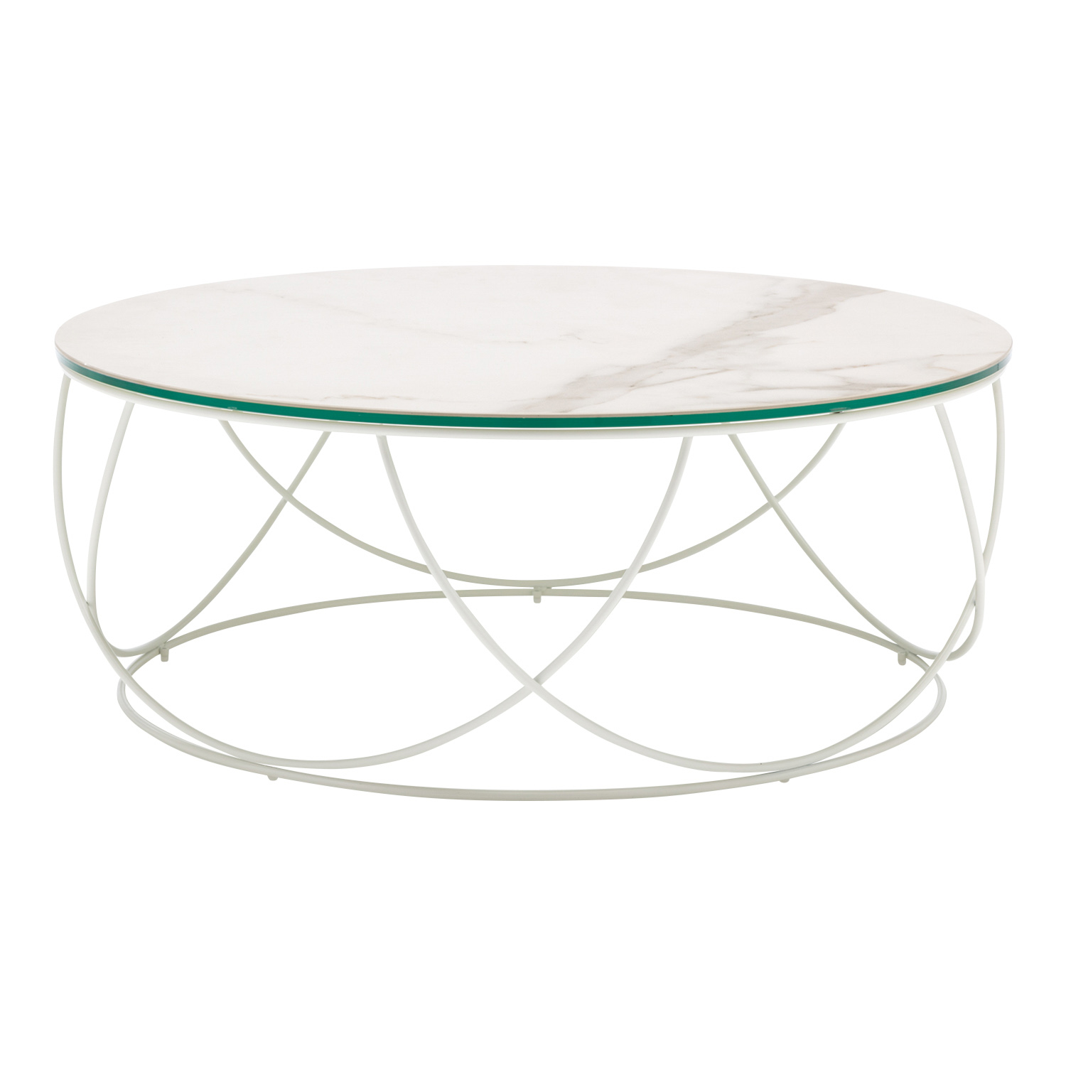 261 Couchtisch, Untergestell bianco matt, Tischplatte calacatta glatt, Grösse d. 80 cm, h. 30 cm 261 Couchtisch, Untergestell bianco matt, Tischplatte calacatta glatt, Grösse d. 80 cm, h. 30 cm von Rolf Benz