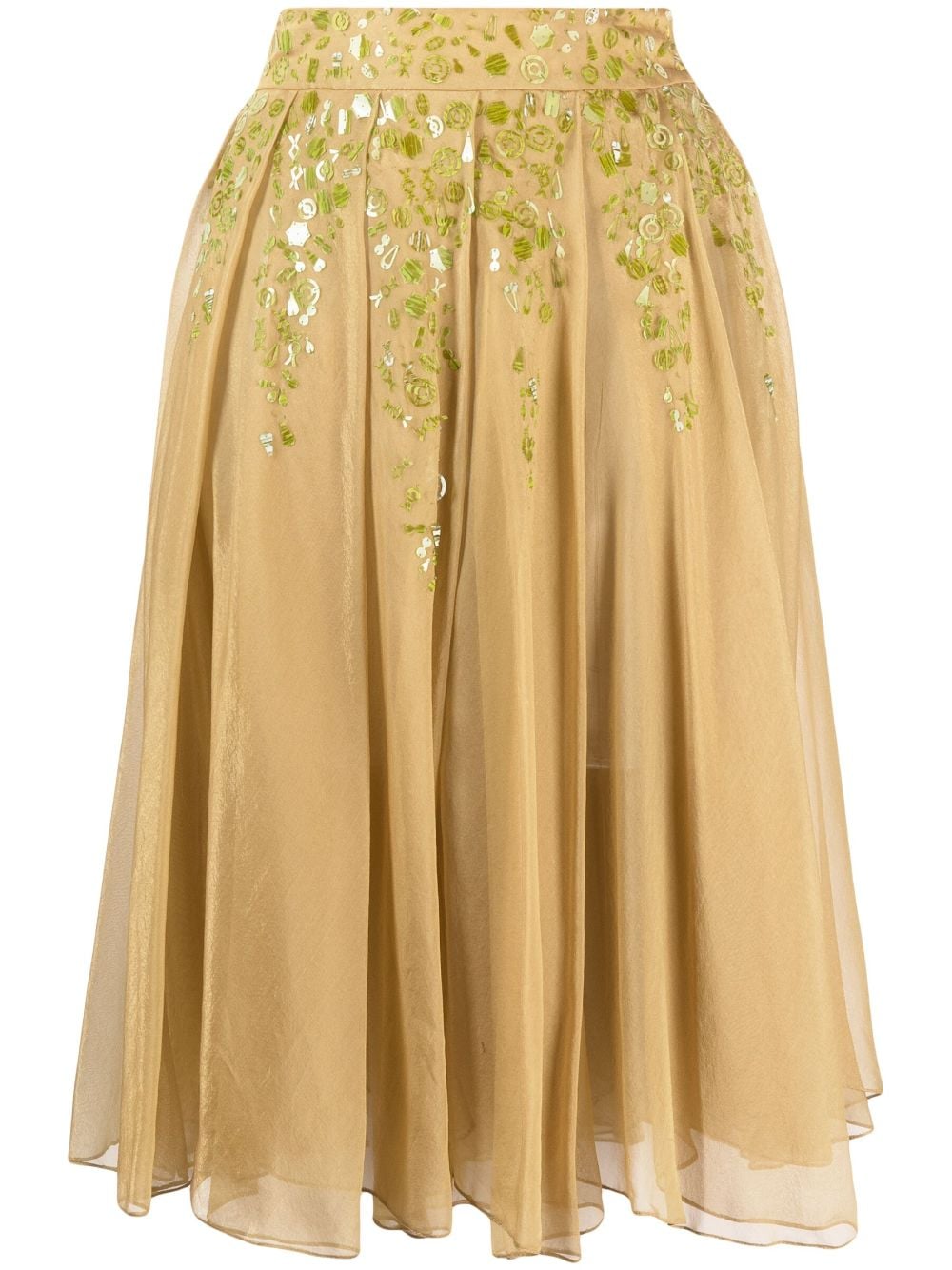 Romeo Gigli Pre-Owned 2000s sequinned silk pleated skirt - Gold von Romeo Gigli Pre-Owned