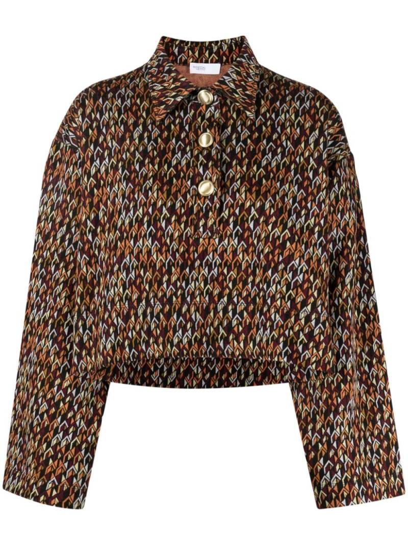 Rosetta Getty patterned-jacquard crop polo shirt - Brown von Rosetta Getty