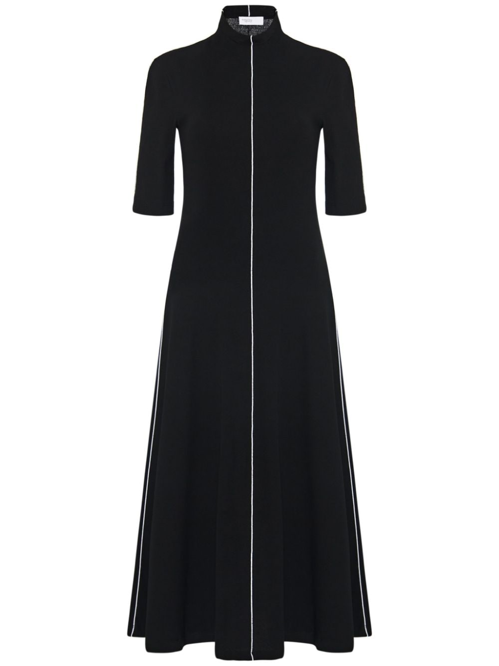 Rosetta Getty piped-trim mock-neck midi dress - Black von Rosetta Getty