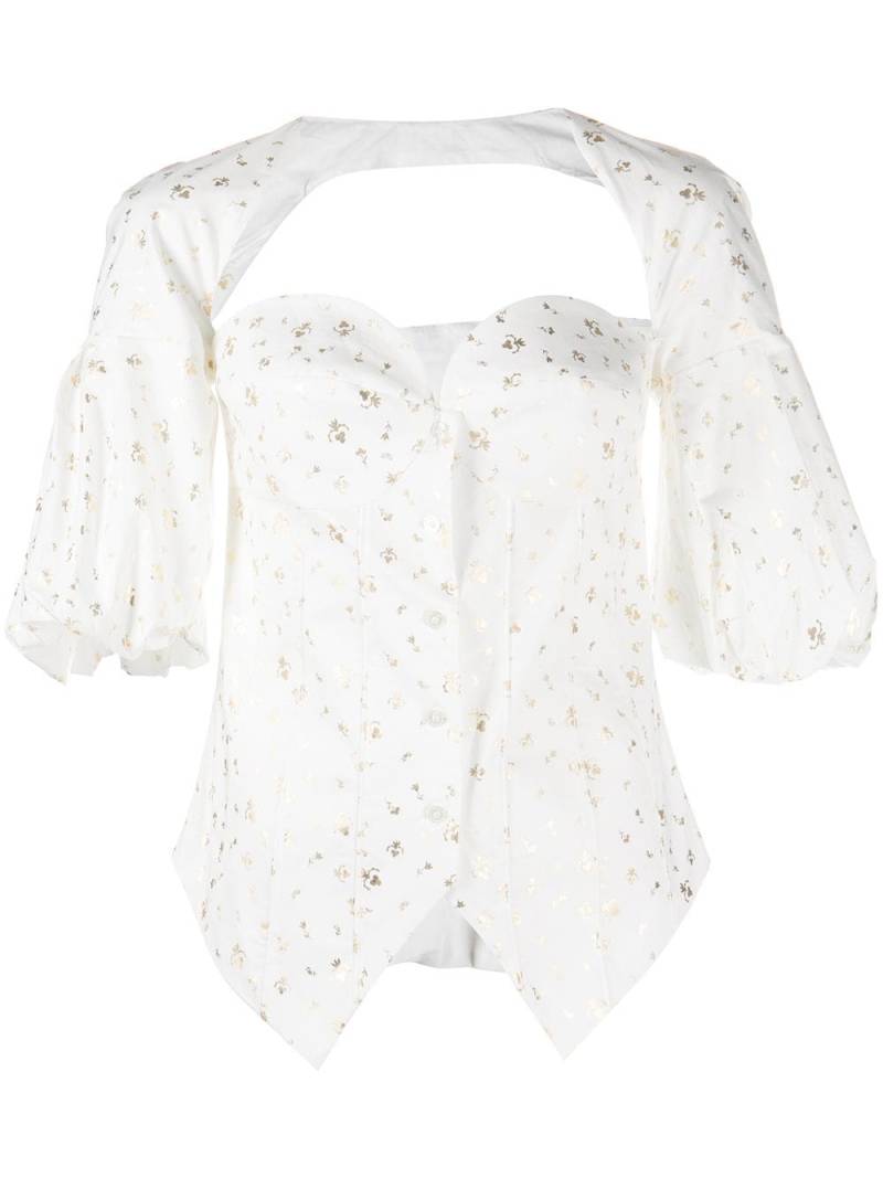 Rosie Assoulin floral-print sweetheart neck blouse - White von Rosie Assoulin