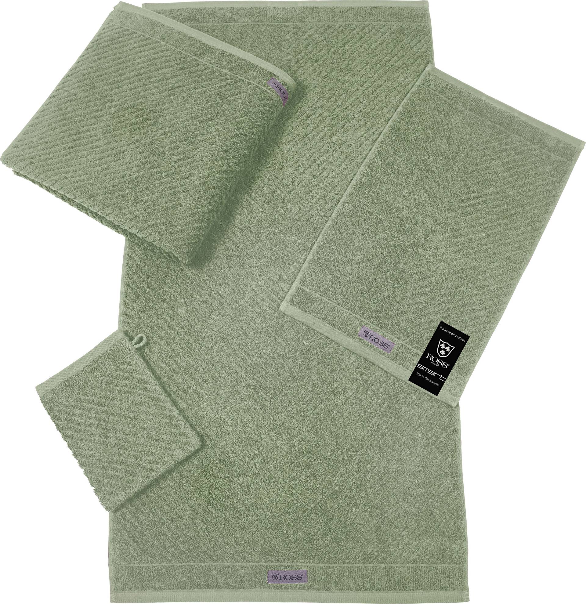 ROSS Handtuch »Smart«, (2 St.), Uni-Rippe mit Velourslabel von Ross