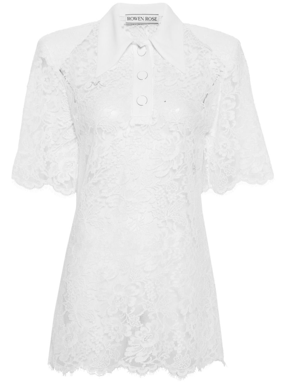 Rowen Rose floral-lace polo top - Neutrals von Rowen Rose