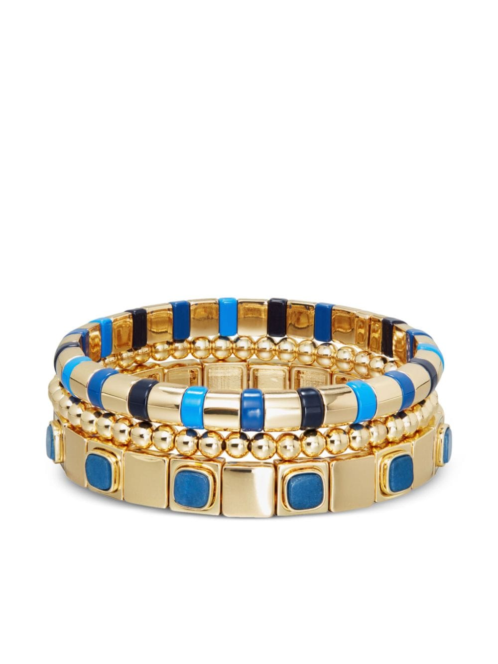 Roxanne Assoulin True Blue beaded bracelets (set of three) - Gold von Roxanne Assoulin