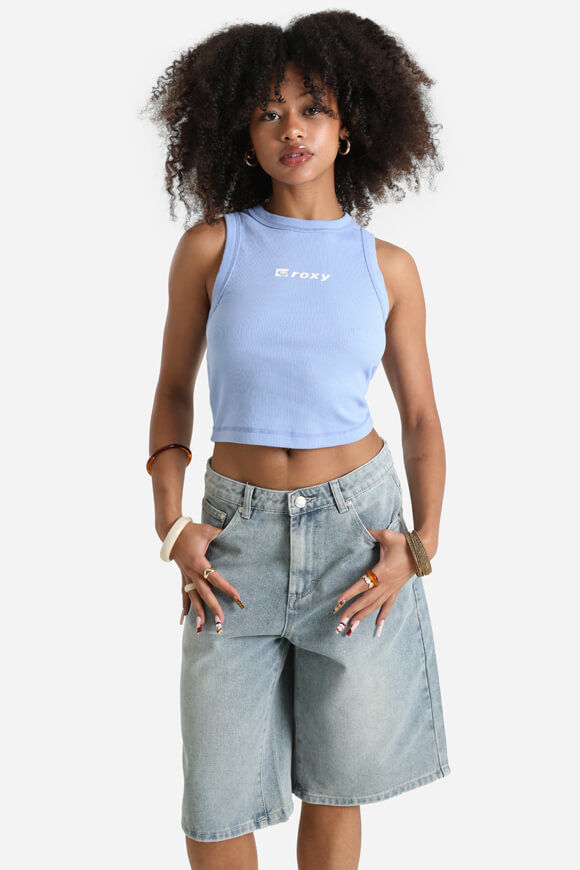 Roxy Iconic Days Geripptes Crop Tanktop | Grapemist | Damen  | M von Roxy