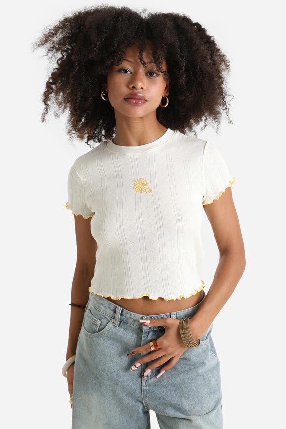 Roxy Pointelle Crop T-Shirt | Egret | Damen  | L von Roxy
