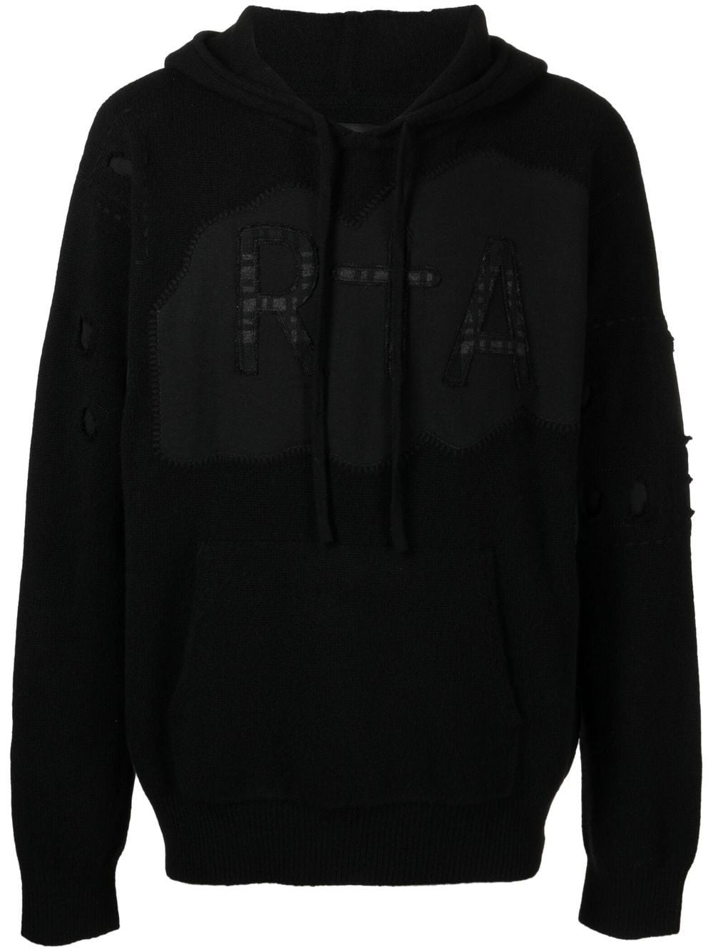 RTA logo-patch drawstring hoodie - Black von RTA