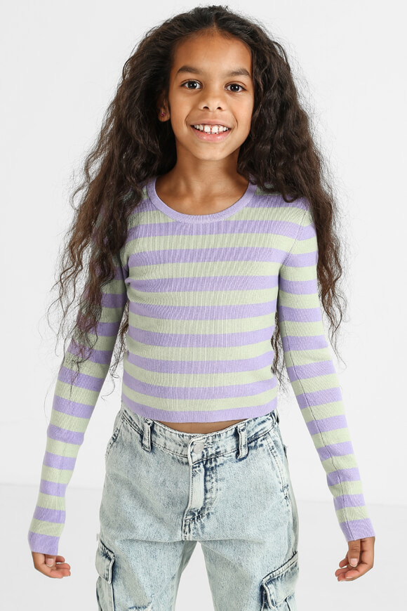 Ruby Girls Gerippter Crop Strickpullover | Lilac + Sage | Damen  | 10 von Ruby Girls