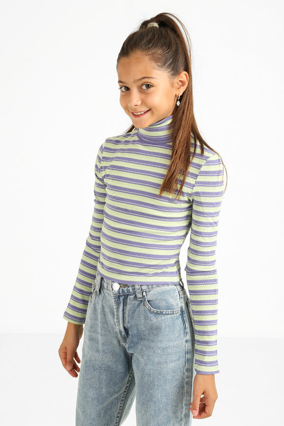 Ruby Girls Geripptes Crop Langarmshirt | Lila + Grün | Mädchen  | 10 von Ruby Girls