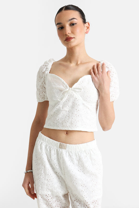 Ruby Off Shoulder T-Shirt mit Lochmuster | Offwhite | Damen | XXS Ruby Off Shoulder T-Shirt mit Lochmuster | Offwhite | Damen | XXS von Ruby