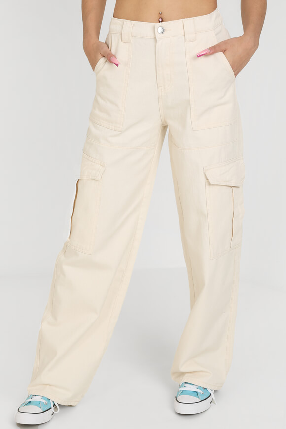 Ruby Wide Leg Cargohose | Creme | Damen  | 32 von Ruby