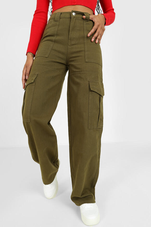 Ruby Wide Leg Cargohose | Olive | Damen  | 40 von Ruby