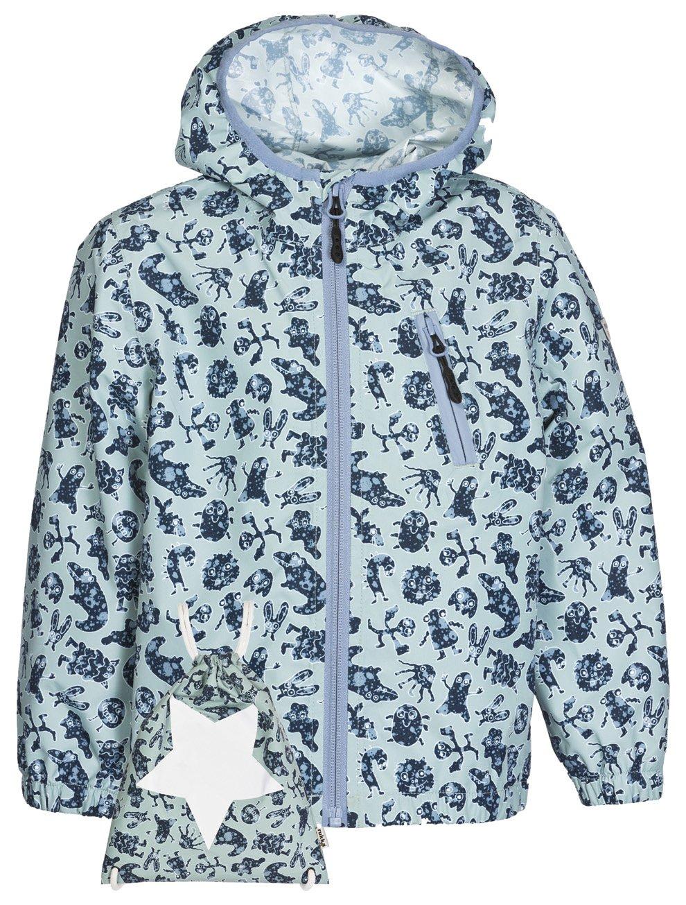 Kinder Regenjacke Travelino Blue Surf Monster Jungen Türkisblau 98 von Rukka