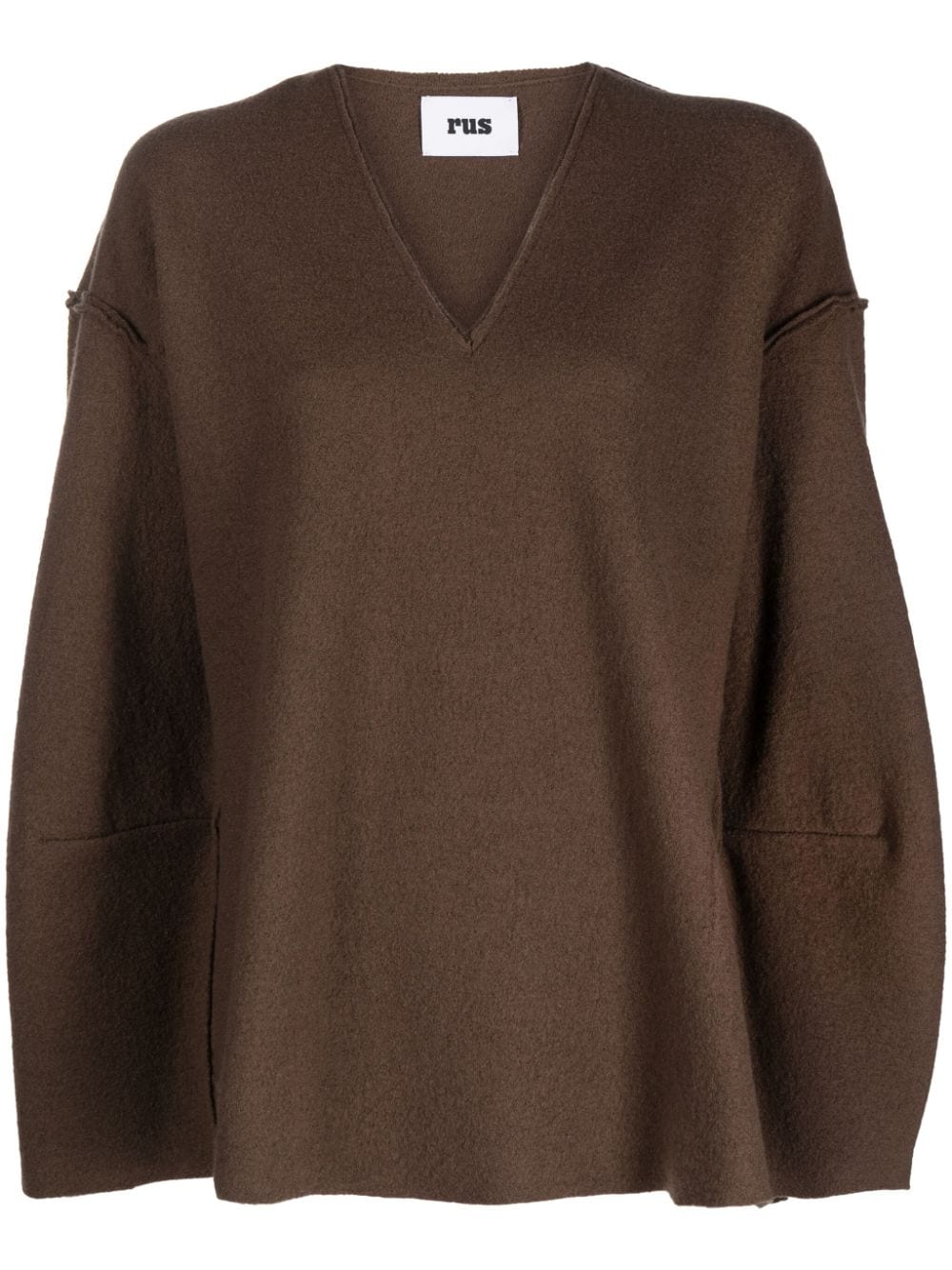 Rus V-neck merino-wool jumper - Brown von Rus