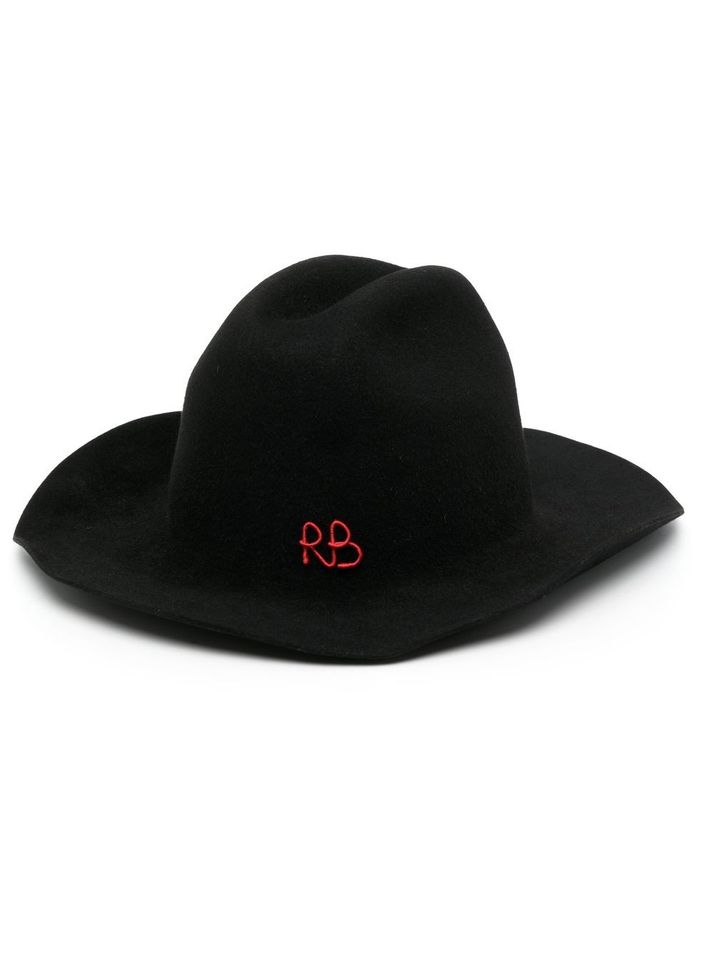 Ruslan Baginskiy embroidered-logo wool-felt fedora - Black von Ruslan Baginskiy